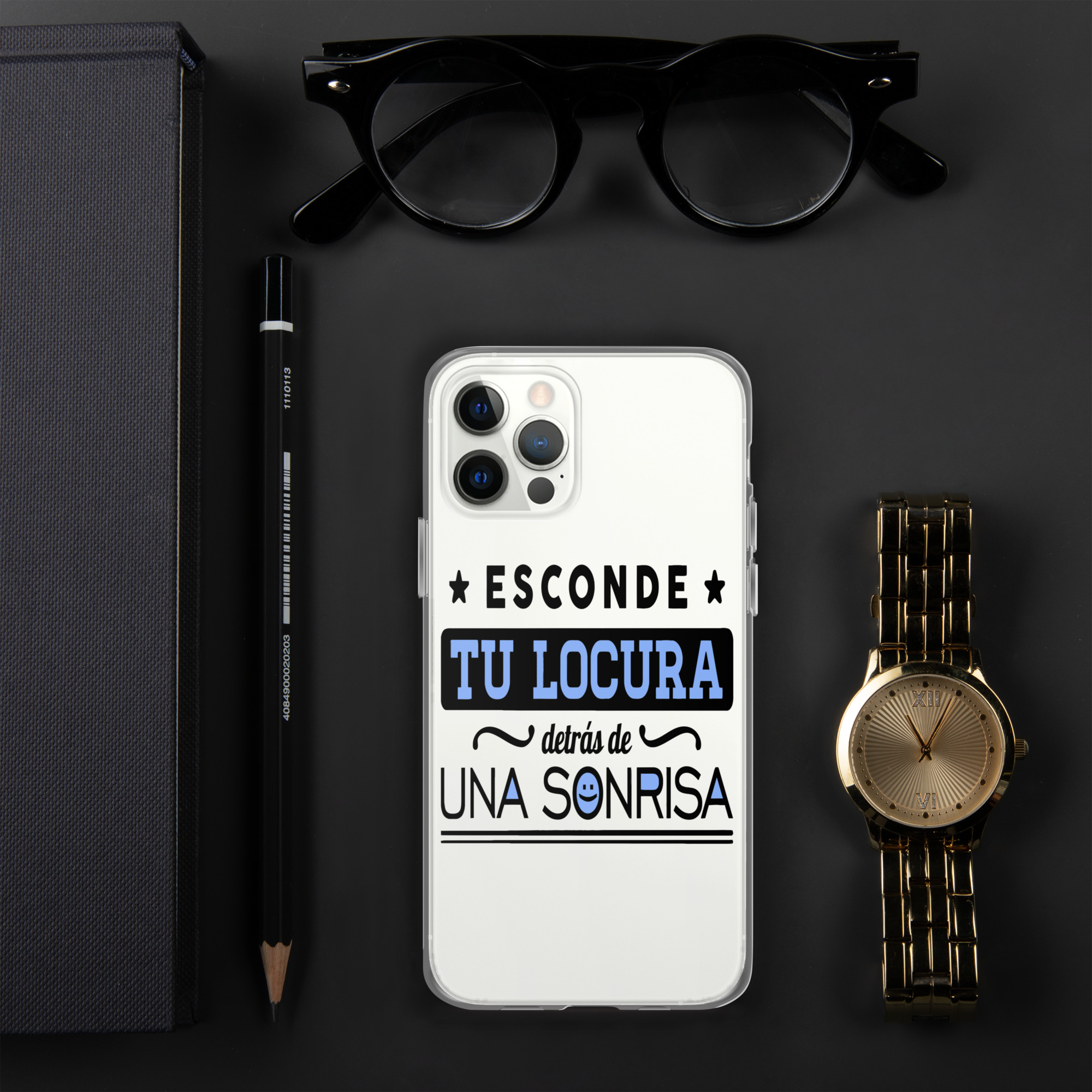 Funda transparente para iPhone® "Esconde tu locura detrás de una sonrisa" - Imagen 4