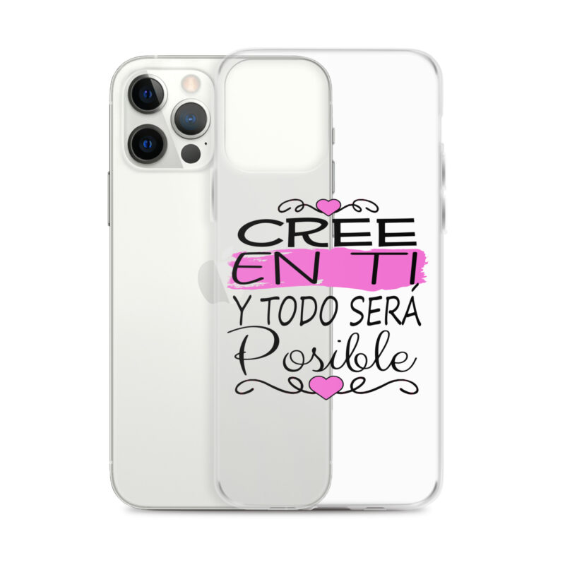 Funda transparente para iPhone® "Cree en ti y todo será posible"