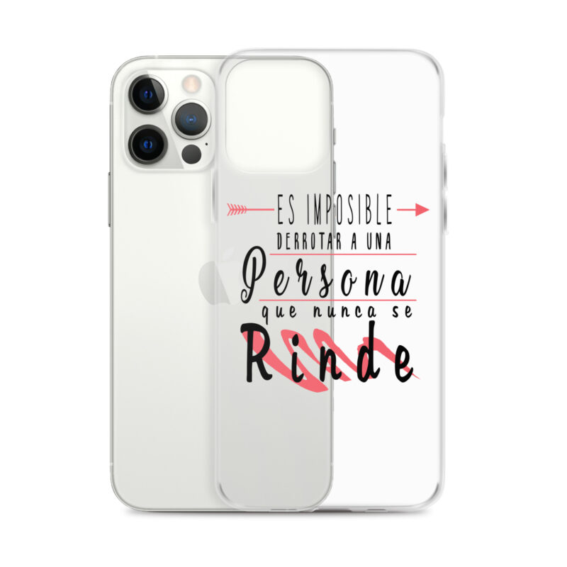 Funda transparente para iPhone® "Es imposible derrotar a una persona que nunca se rinde"