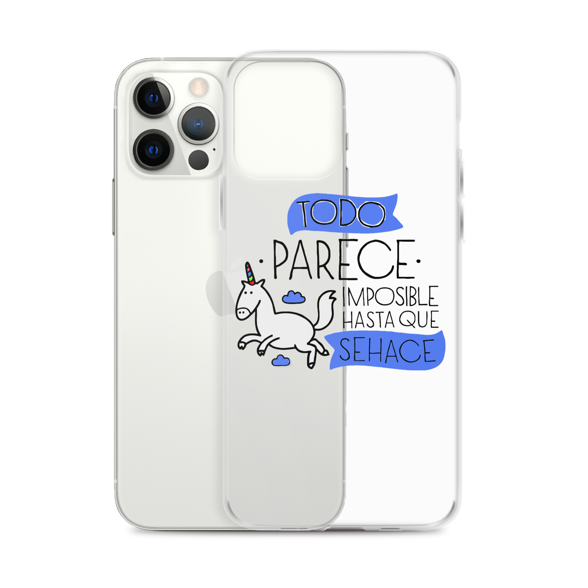 Funda transparente para iPhone® "Todo parece imposible hasta que se hace"