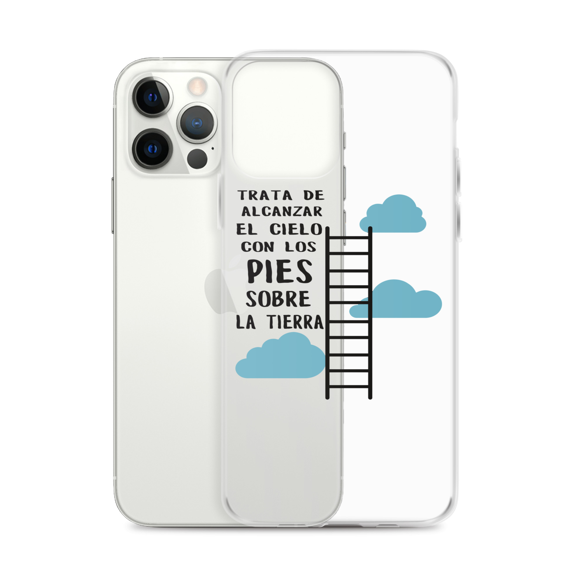 Funda transparente para iPhone® "Trata de alcanzar el cielo con los pies sobre la tierra"