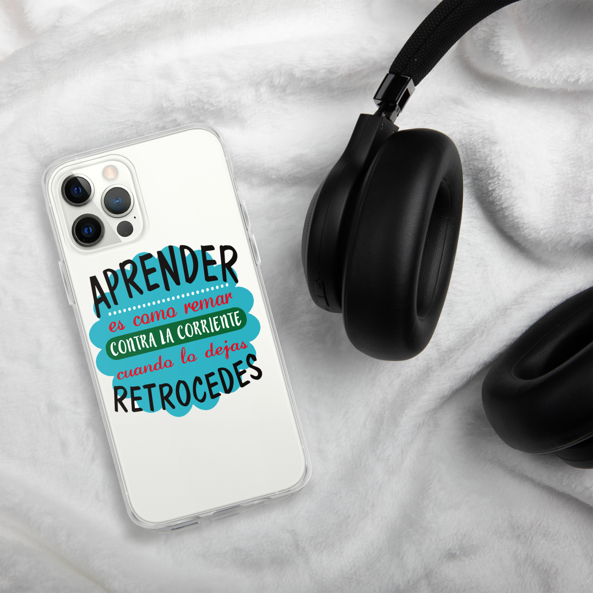 Funda transparente para iPhone® "Aprender es como Remar Contracorriente" - Imagen 2