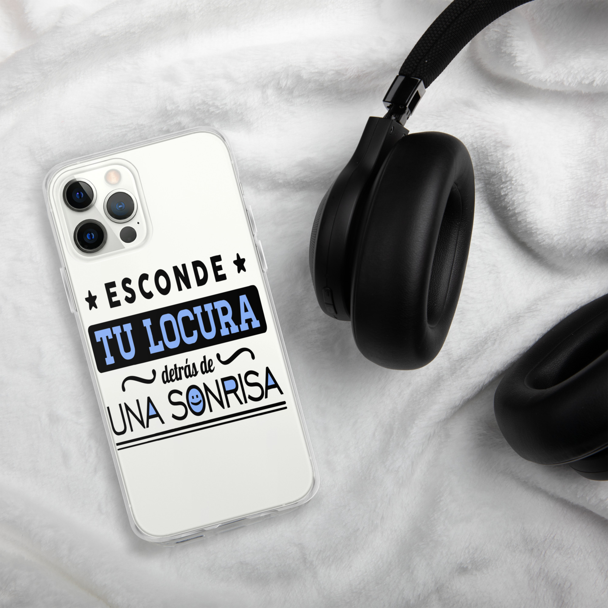 Funda transparente para iPhone® "Esconde tu locura detrás de una sonrisa" - Imagen 2
