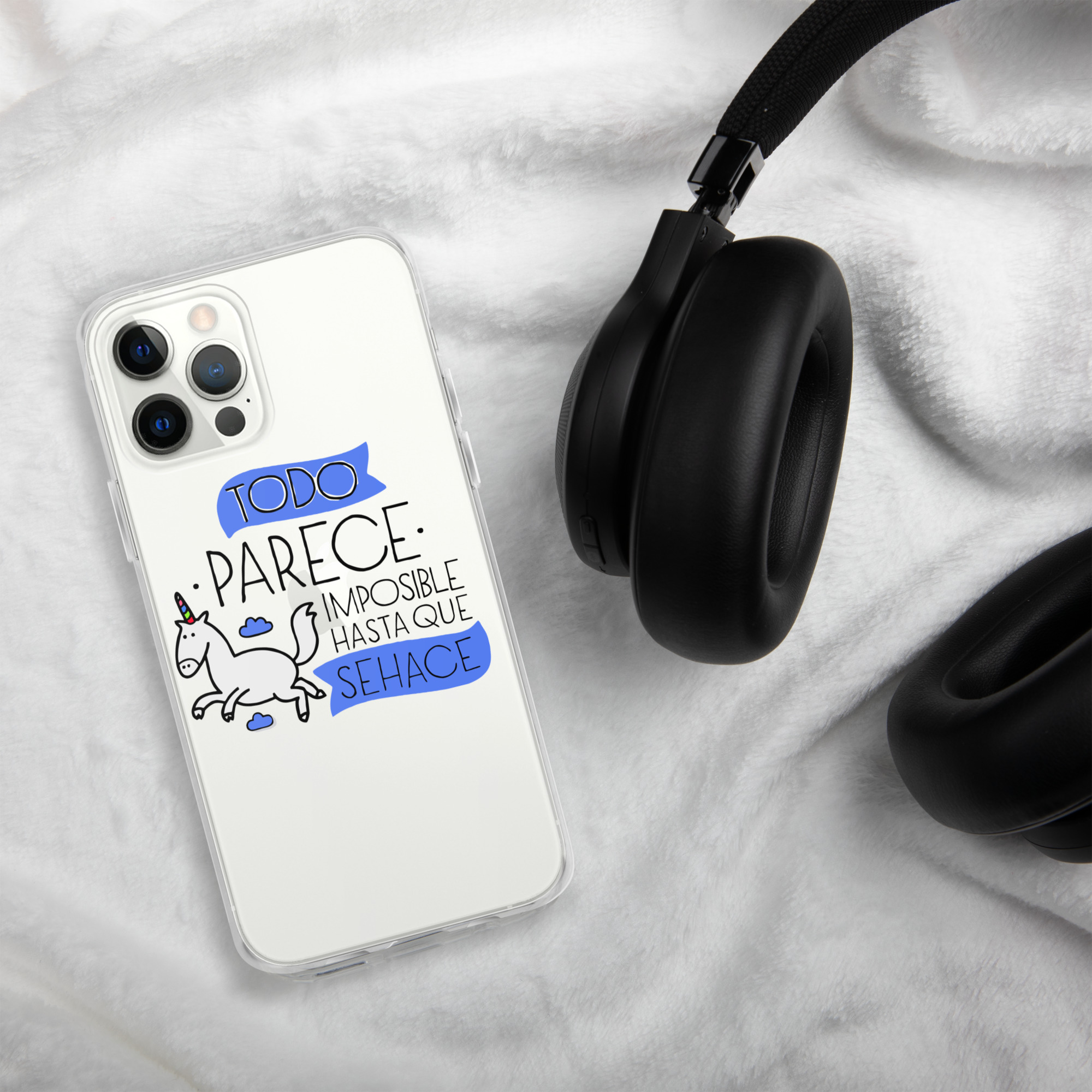 Funda transparente para iPhone® "Todo parece imposible hasta que se hace" - Imagen 2